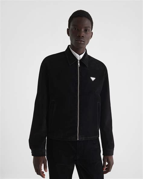 Black Cotton Velvet Blouson Jacket 